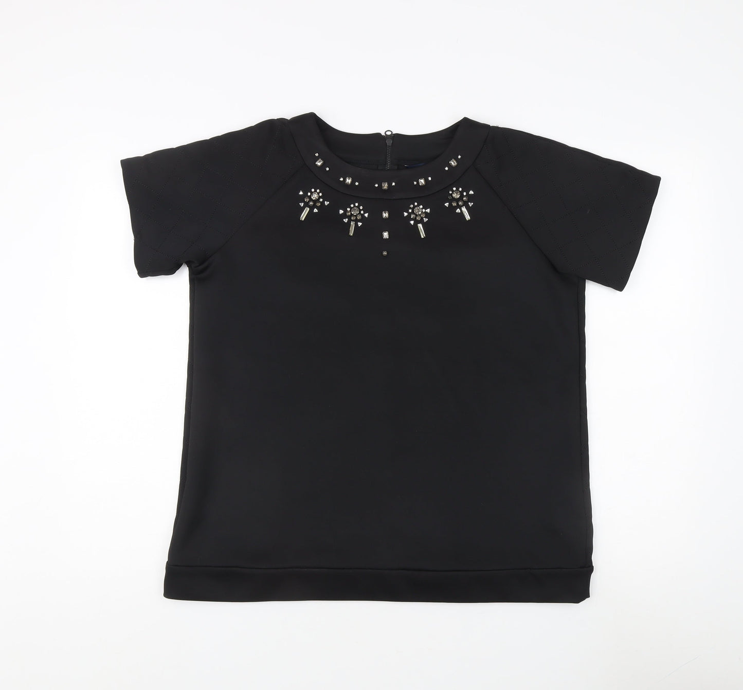 French Connection Women's Black Beaded T-Shirt Size L