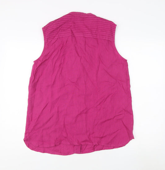 Jaeger Women's Pink Linen Button-Up Top, Size 14