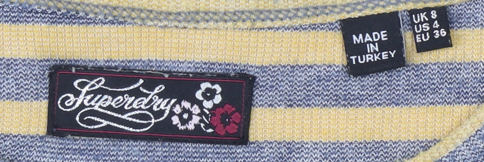 Superdry Women's Multicoloured Striped Jersey Top - Size 8