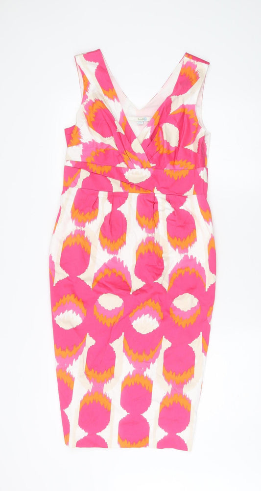 Boden Women's Pink Ivory V-Neck Sleeveless Dress