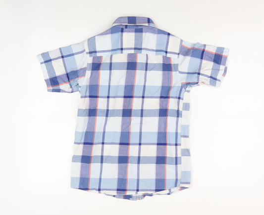 Jasper Conran Boys Blue Plaid Button-Up Shirt, Size 12 Years