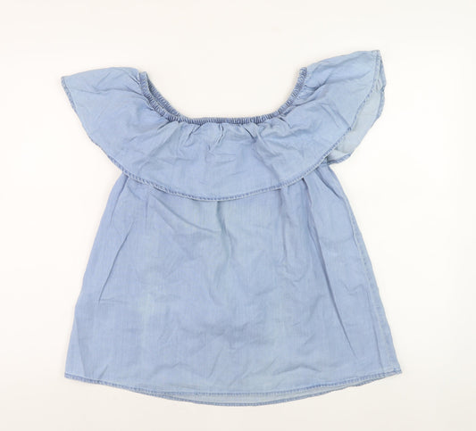 Womens UK Size M VERO MODA Blue Cotton Blouse
