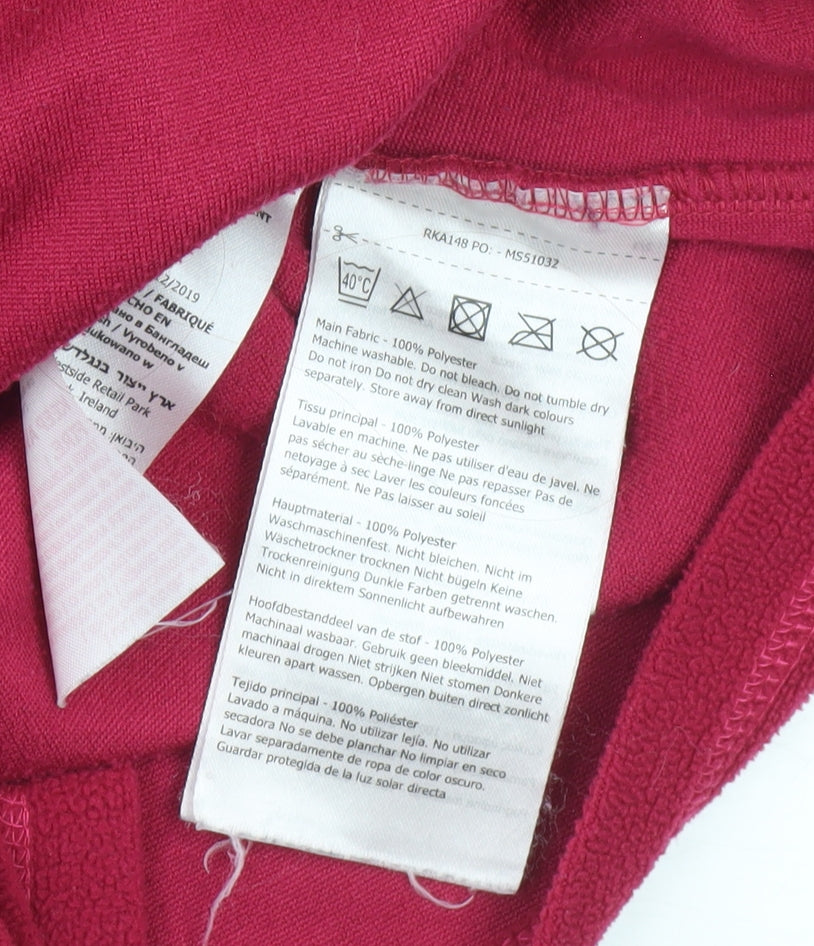 Brand and care label for Regatta girls’ red pullover fleece sweatshirt -, size 11-12