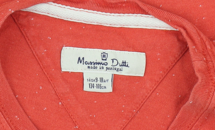 Close-up detail of Massimo Dutti girls’ red nautical t-shirt 9-10 years
