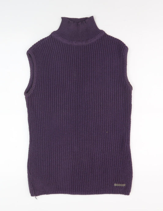 Pierre Cardin Women's Purple High Neck Knit Vest XL