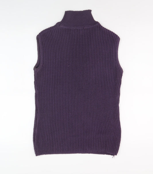 Pierre Cardin Women's Purple High Neck Knit Vest XL