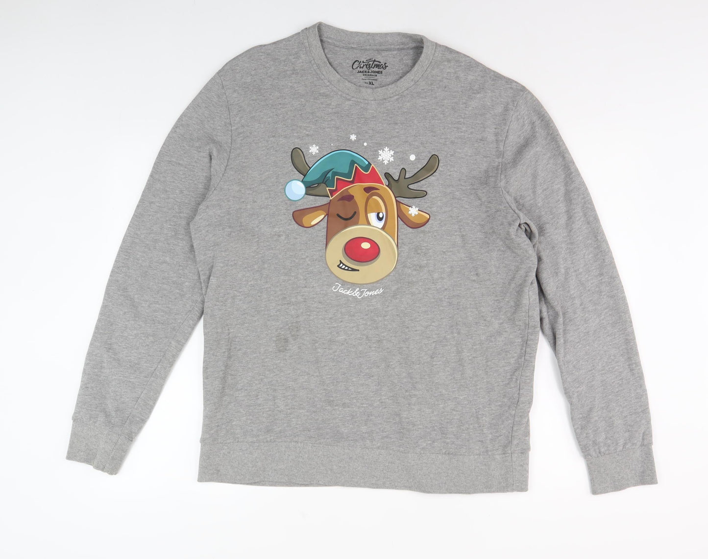 Jack & Jones Men's Grey Christmas Pullover Sweatshirt XL