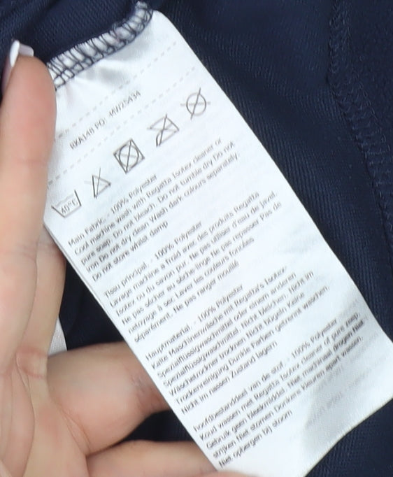 Brand and care label for Regatta boys’ blue fleece zip sweatshirt, 11-12 years