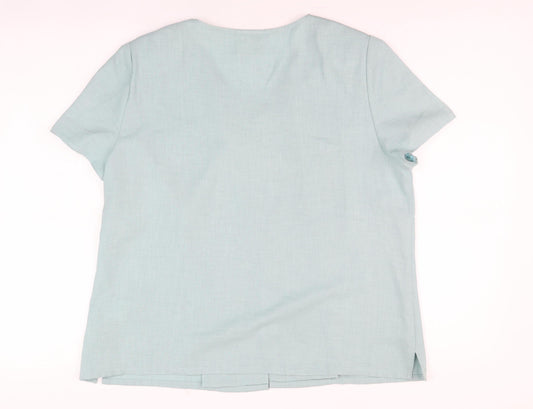 Eastex Women's Green V-Neck Blouse Size 14