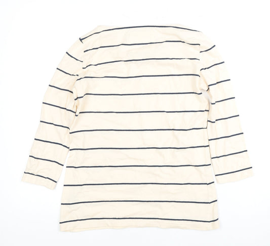 Crew Clothing Beige Women's Striped T-Shirt Size 8