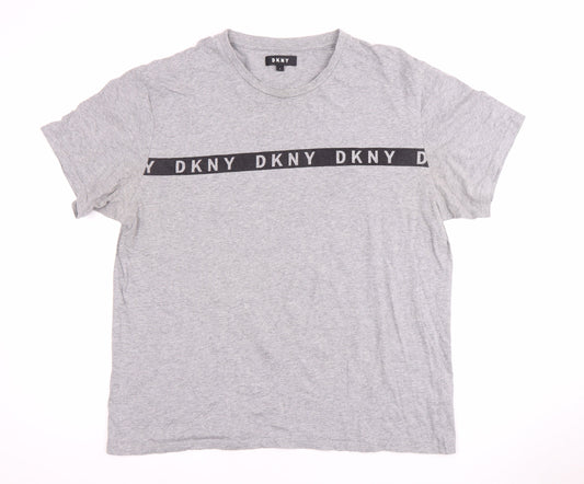 DKNY Men's Grey Short Sleeve Crew Neck T-Shirt L