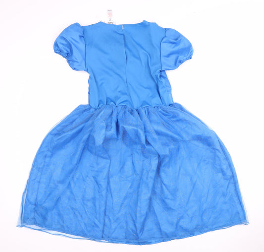 Roald Dahl Blue Girls Dress, Size 9-10, Short Puff Sleeve