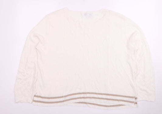 Next Women's White Long Sleeve Round Neck Top
