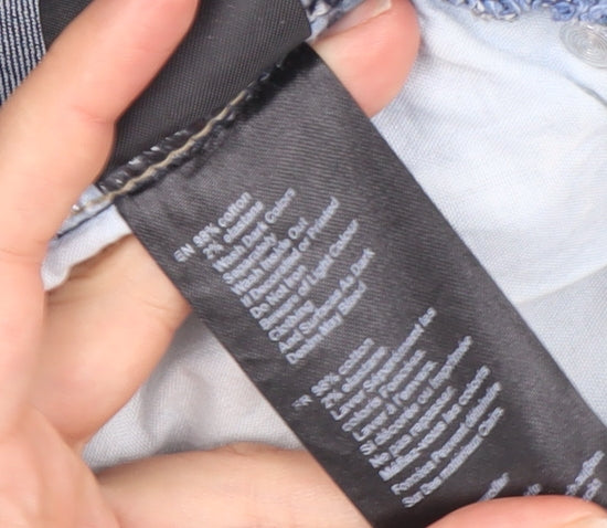 Enzo Men's Blue Distressed Straight Jeans 34L