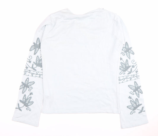 Quiksilver Women's White Long Sleeve V-Neck Top Size 6