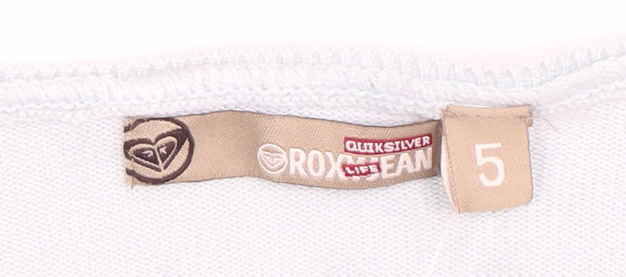 Quiksilver Women's White Long Sleeve V-Neck Top Size 6