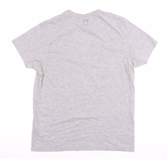 Duck and Cover Men's Grey Graphic Print T-Shirt M