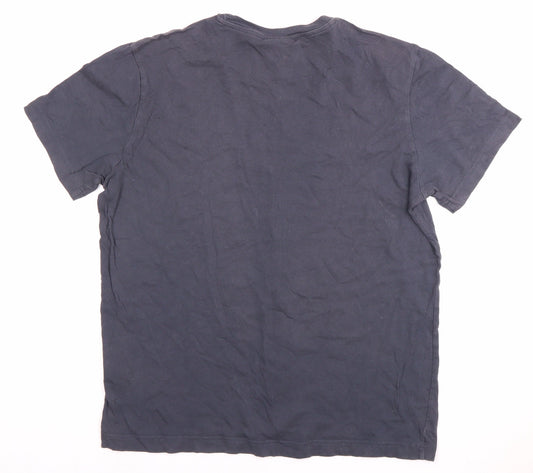 Champion Men's Grey Logo T-Shirt, Size L, Crew Neck