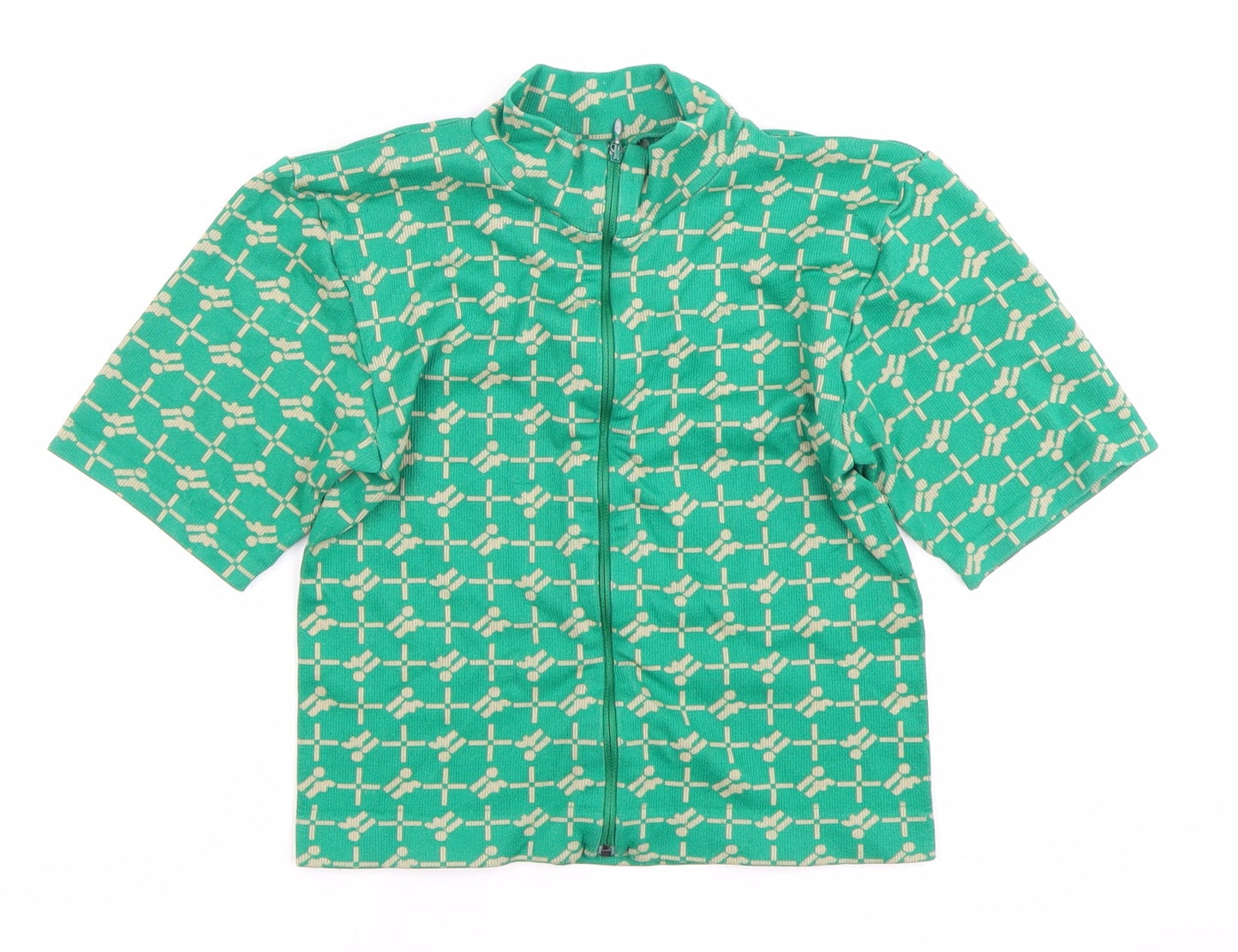 Les Trams Women's Green Geometric Blouse UK 12