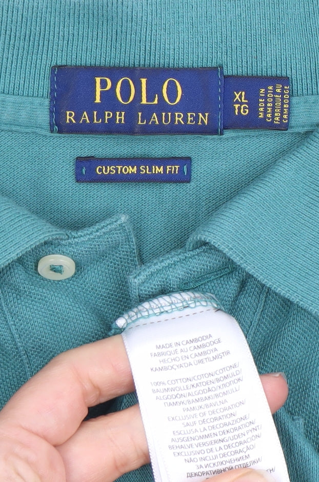 Ralph Lauren Men's Green Polo Shirt XL Slim Fit