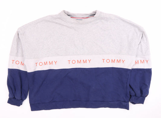 Tommy Jeans Unisex Grey Blue Sweatshirt L Logo Casual