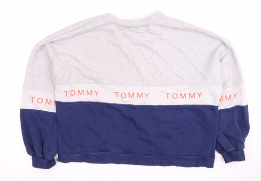 Tommy Jeans Unisex Grey Blue Sweatshirt L Logo Casual