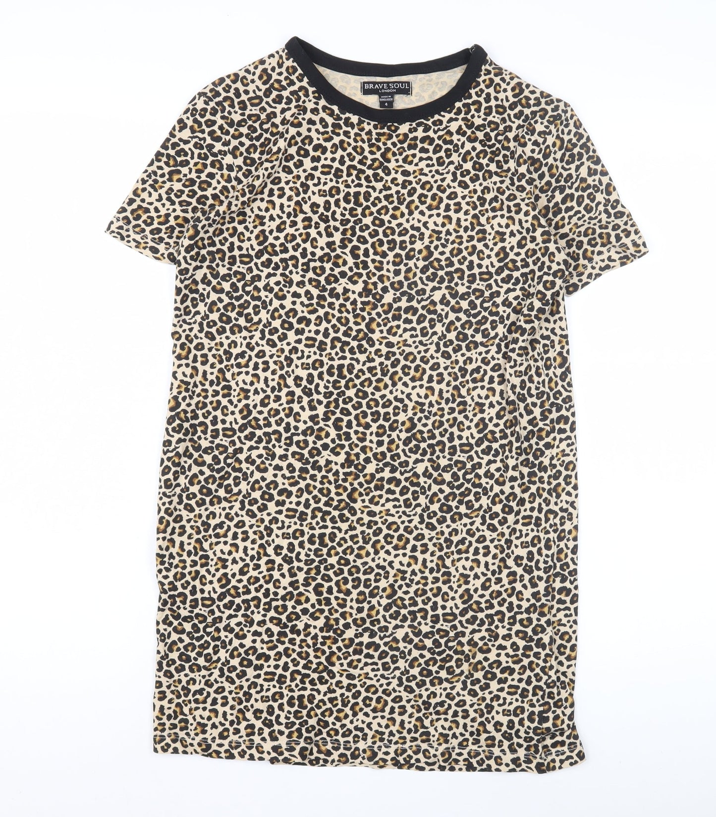 Brave Soul Women's Leopard Print T-Shirt Size 4 Casual