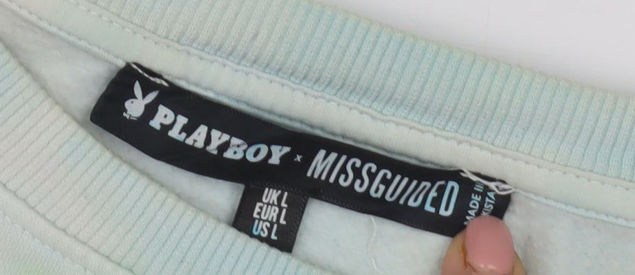 Close-up detail of Missguided Women's Multicolour L Pullover Tie-Dye Sweatshirt