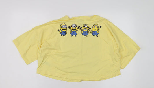 Minions Girls Yellow Cropped T-Shirt, Size S, Cartoon Style