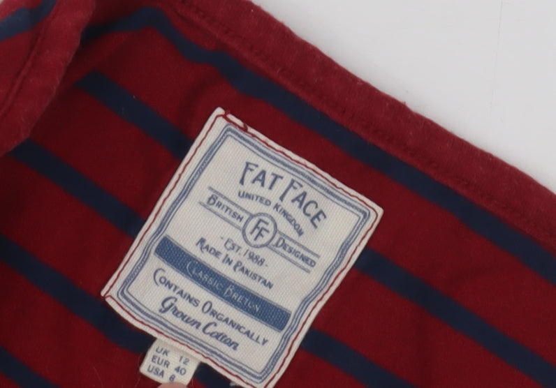 Fat Face Women's Red Striped Long Sleeve Jersey Top