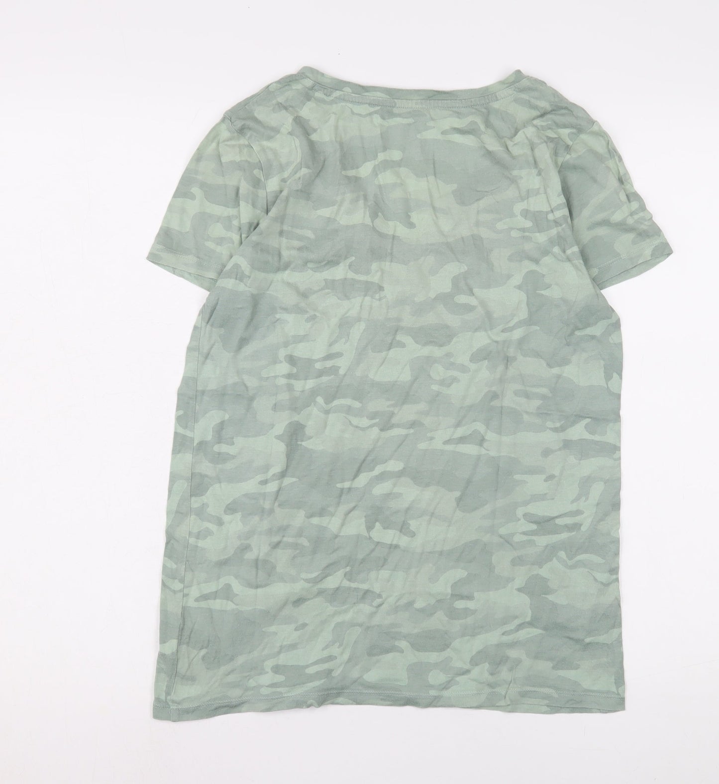 Gap Women's Green Camouflage T-Shirt V-Neck Medium