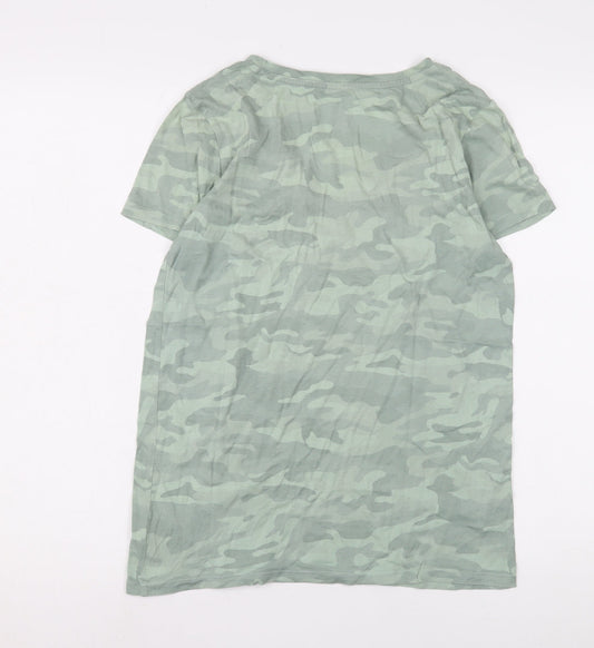 Gap Women's Green Camouflage T-Shirt V-Neck Medium