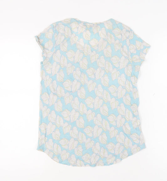 Womens UK Size 10 Laura Ashley Blue Linen T-Shirt