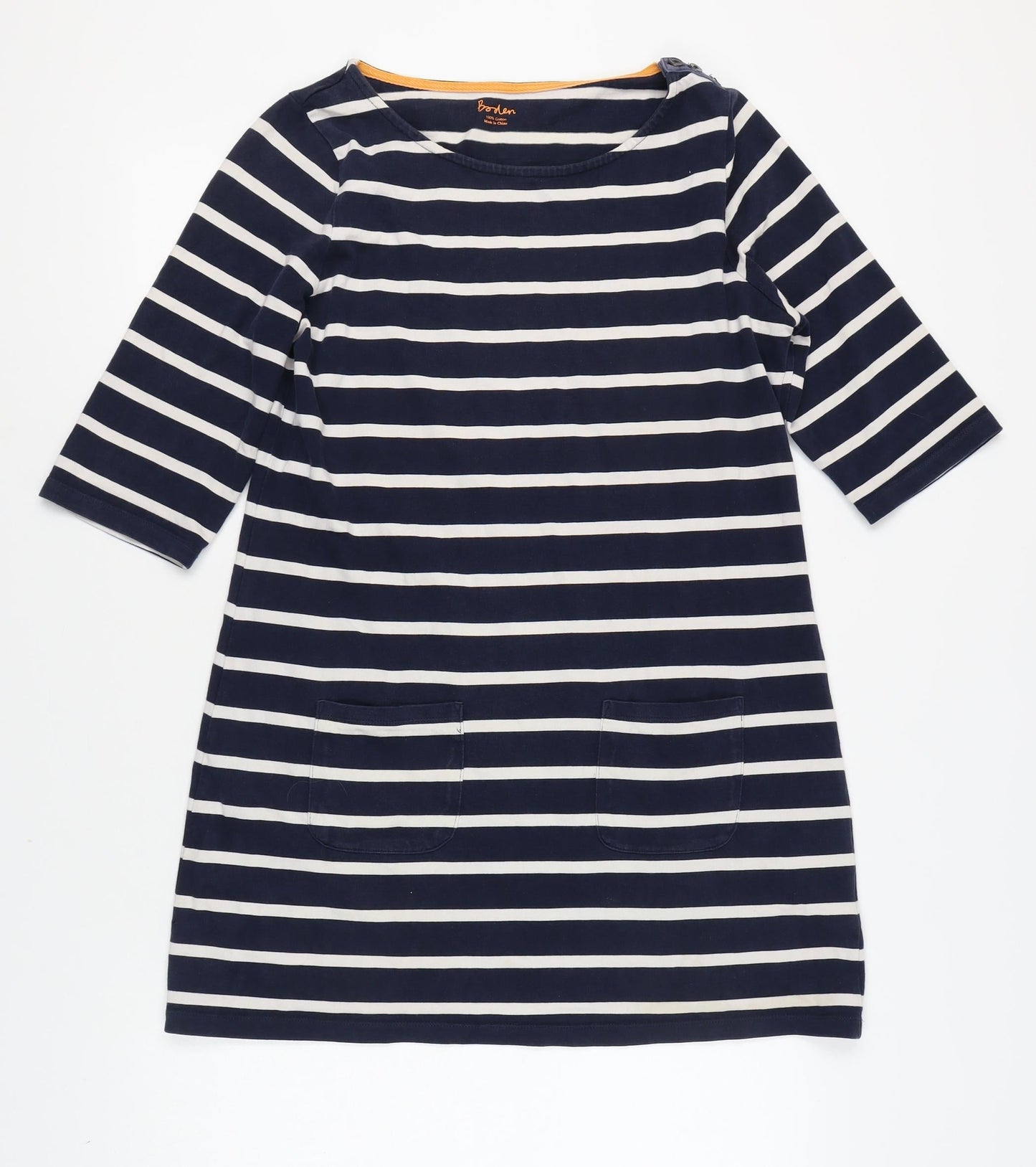 Boden Women's Striped Shift Dress in Cotton Size 14