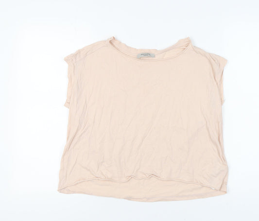 AllSaints Women's Beige Basic T-Shirt, Size M, Casual Wear