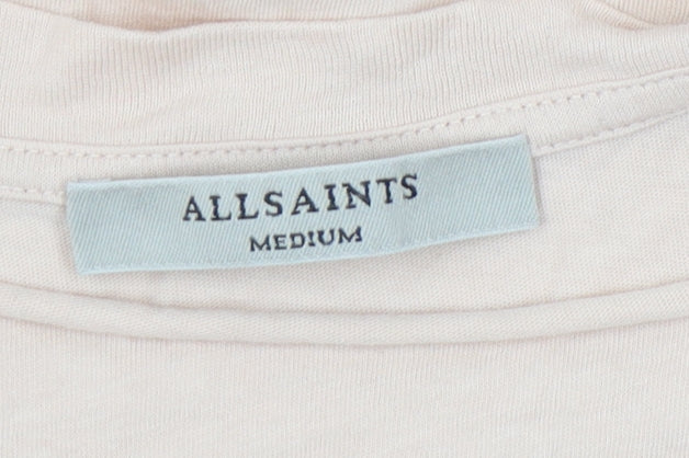 AllSaints Women's Beige Basic T-Shirt, Size M, Casual Wear