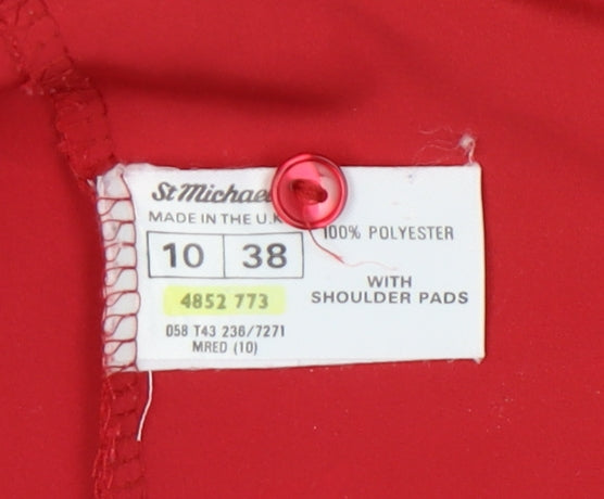 St Michael Women's Red Blouse Size 10 Long Sleeve