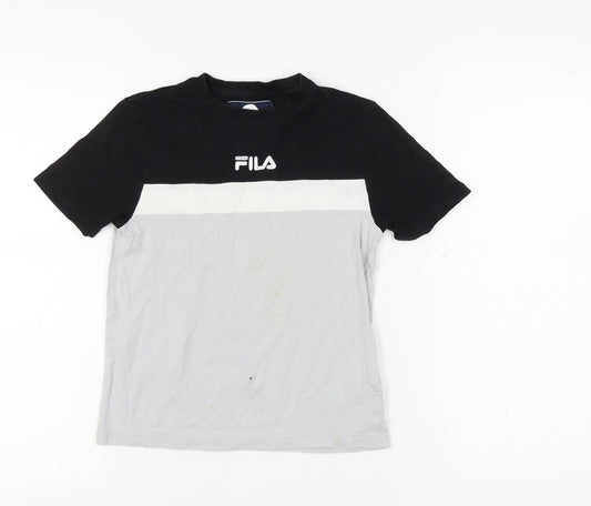 Fila Boys Colourblock T-Shirt 8-10 Years Black Logo