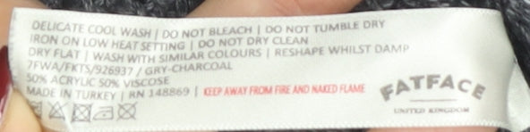 Fat Face Women's Grey Open Front Cardigan, Size 12, Open Knit