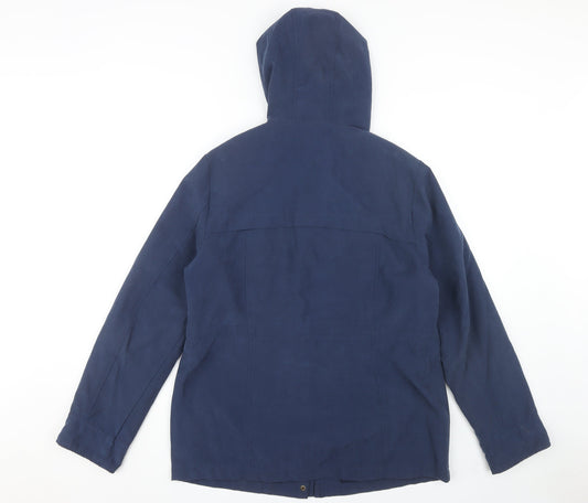 BHS Women's Blue Hooded Parka Size 14 Casual Spring
