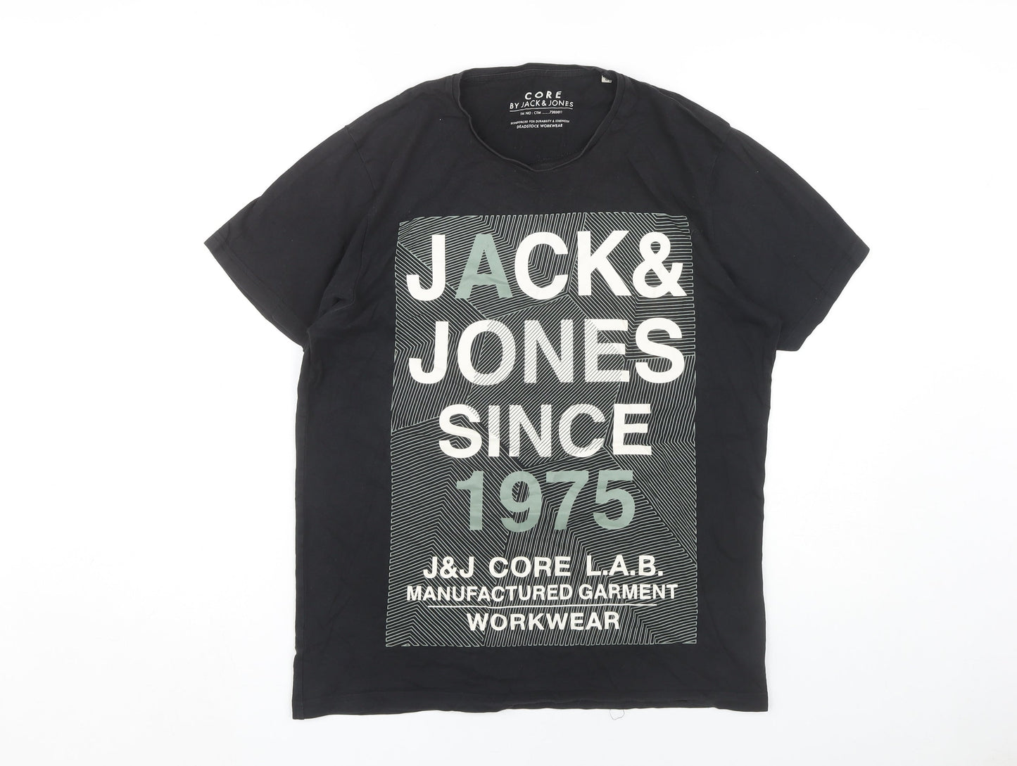Jack & Jones Men's Black Graphic Print T-Shirt L