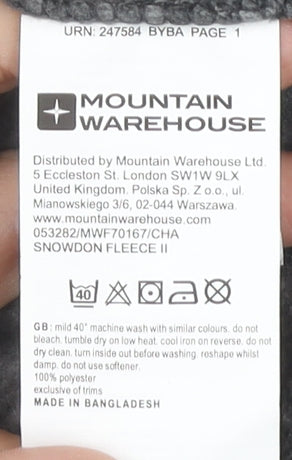 Mountain Warehouse Men's Grey Pullover Fleece M