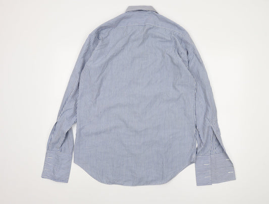 St Michael Men's Blue Striped Shirt 38