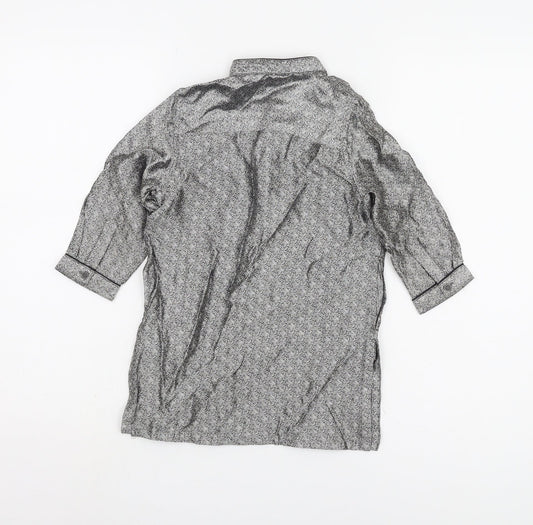 Next Girls Grey Geometric Blouse - 2-3 Years, Button Accents