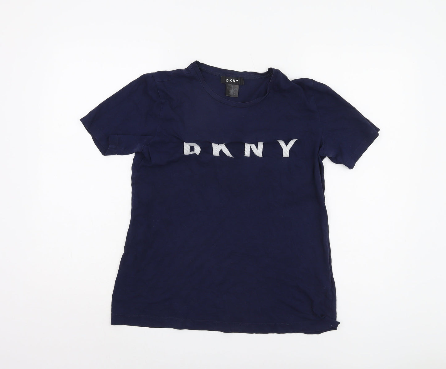 DKNY Women's Blue Crew Neck T-Shirt - Size S, Casual Style