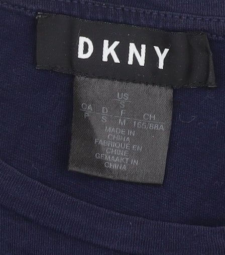 DKNY Women's Blue Crew Neck T-Shirt - Size S, Casual Style