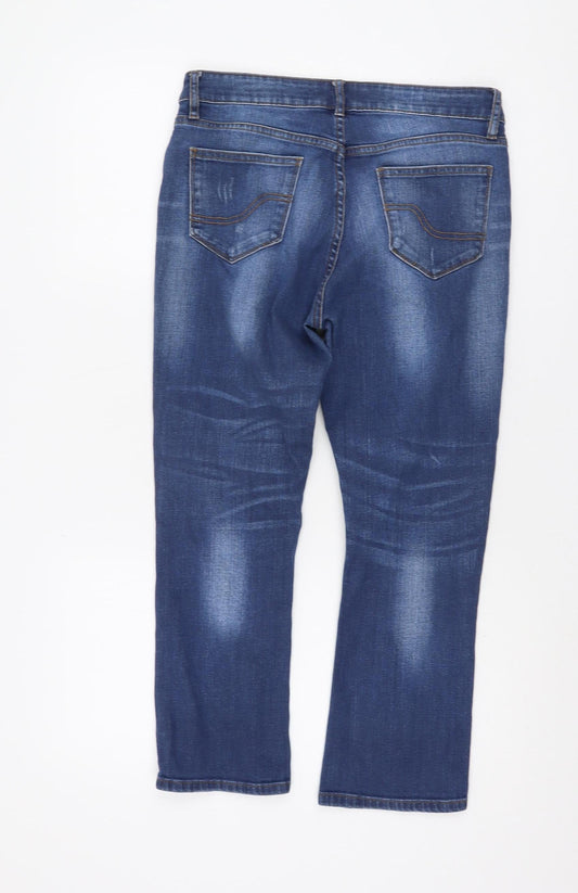 Fat Face Womens Blue Straight Jeans Size 6 Distressed