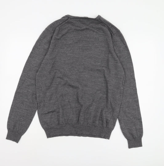 Austin Reed Men's Grey Wool V-Neck Pullover Jumper L