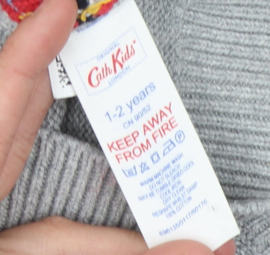 Close-up detail of Cath Kidston boys’ grey cartoon vest 2-3 years