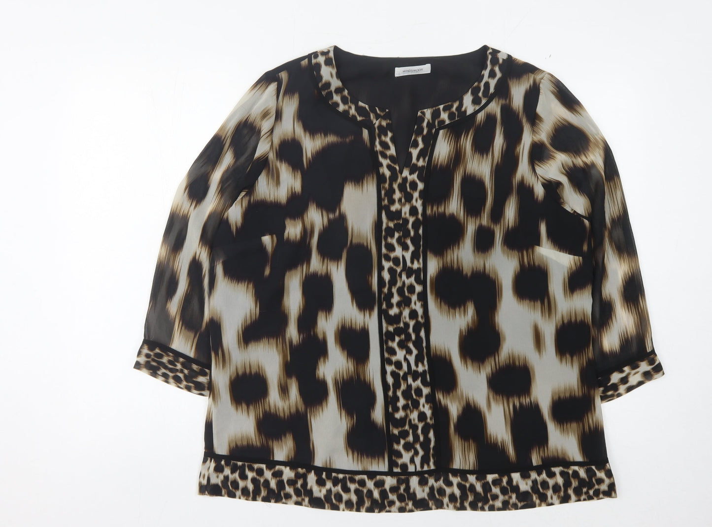 Windsmoor Women's Black Animal Print Blouse Size 14